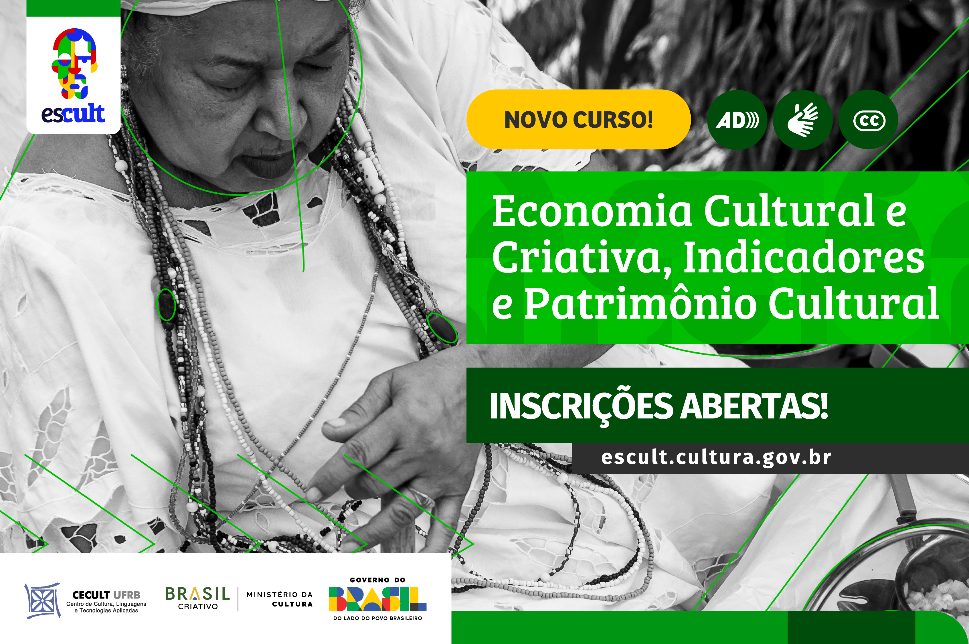 Escult lança curso gratuito focado em Economia Criativa, Indicadores e Patrimônio Cultural