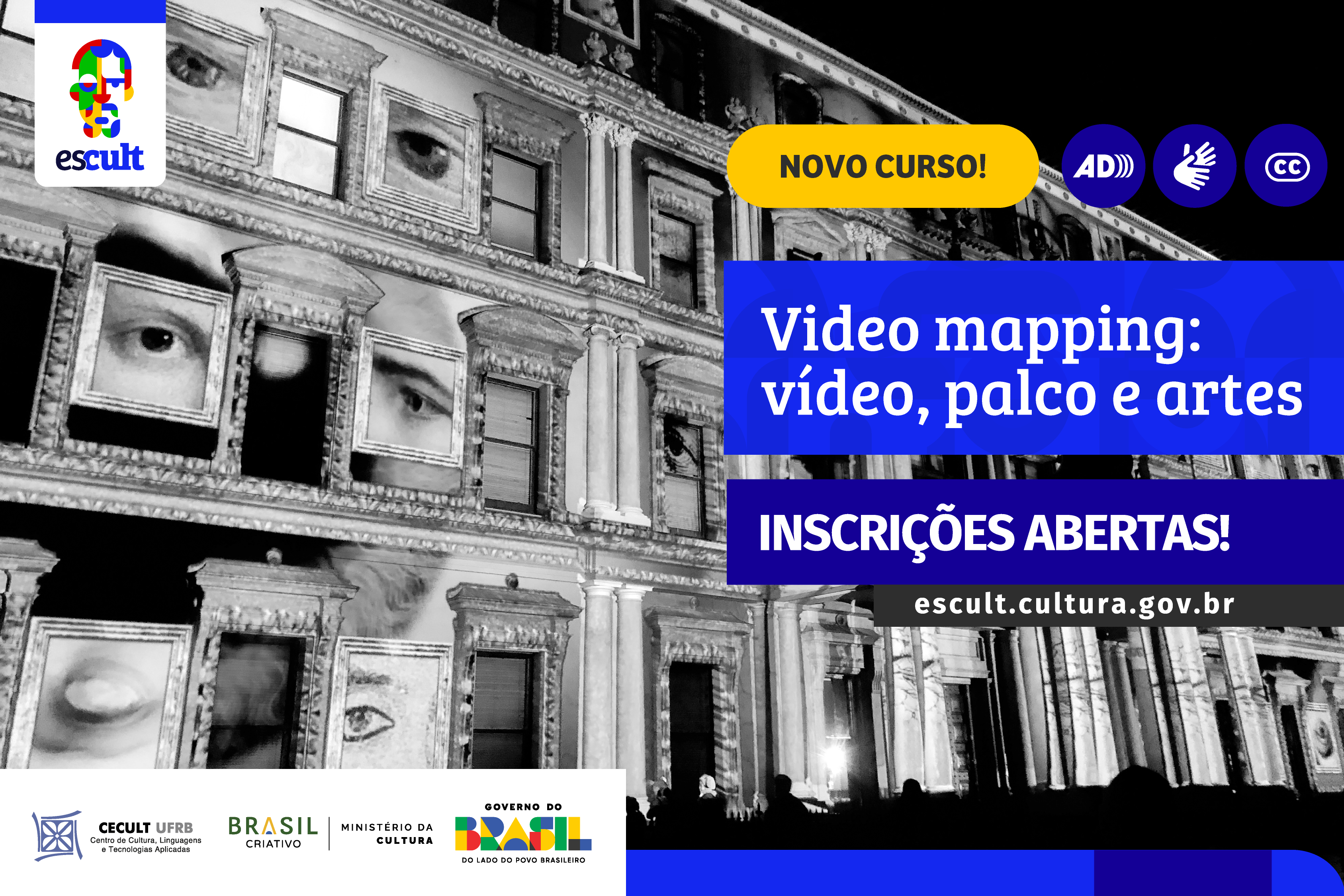 Escult abre inscrições para curso gratuito de Video Mapping focado no cenário cultural